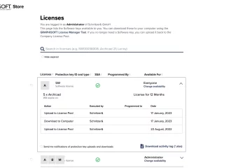 Lizenz-Administration über die Graphisoft ID.